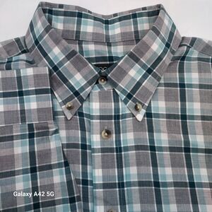 JOS A BANK Traveler's Collection Plaid Button Down Shirt L 100% Cotton